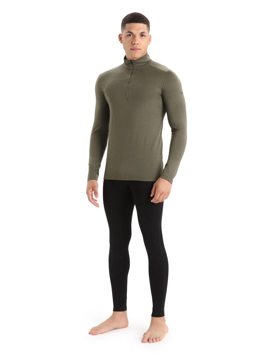 Base Layers Icebreaker Merino 200 Oasis Long Sleeve Half Zip Thermal Top Męskie Oliwkowe | PL 1589DFMN